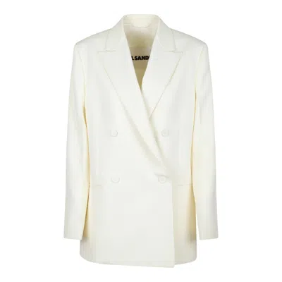 Jil Sander Beige Wool Jacket In White