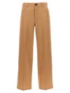 Jil Sander High Waist Wide Leg Trousers With Pockets In Beige