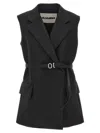 Jil Sander Belt Wool Vest In Pattern