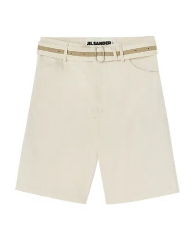 Jil Sander Belted Bermuda Shorts In White