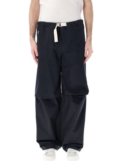 Jil Sander Black Oversized Cargo Trousers In Navy