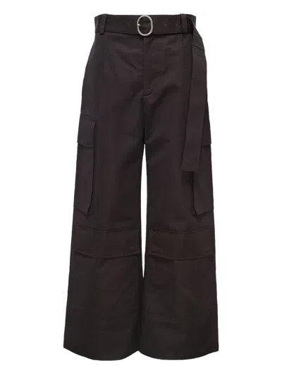 Jil Sander Belted Cargo Trousers In Brown
