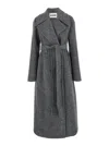 Jil Sander Long Grey Coat With Belt In Grey