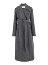 Jil Sander Long Grey Coat With Belt In Grey