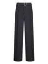 Jil Sander Belted Contrast-stitching Trousers In Gray