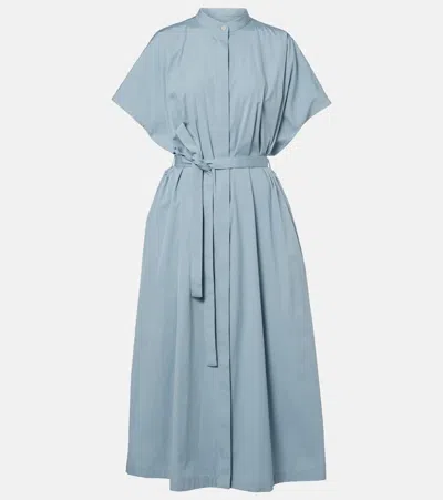 Jil Sander Belted Cotton Poplin Shirt Dress In Blue