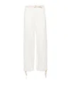 Jil Sander Belted Cotton Trousers In White