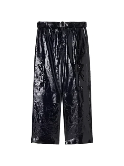 Jil Sander Belted Crinkled-effect Cargo Pants In Black