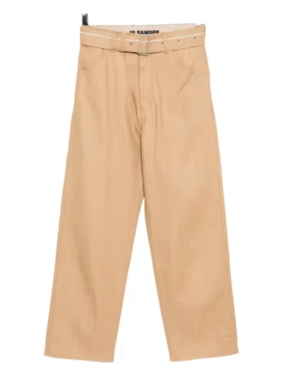 Jil Sander Belted Denim In Brown