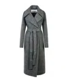 Jil Sander Long Grey Coat With Belt In Wool Blend Woman In Black