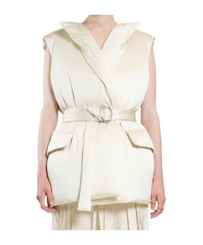 Jil Sander Belted Down Vest In Beige