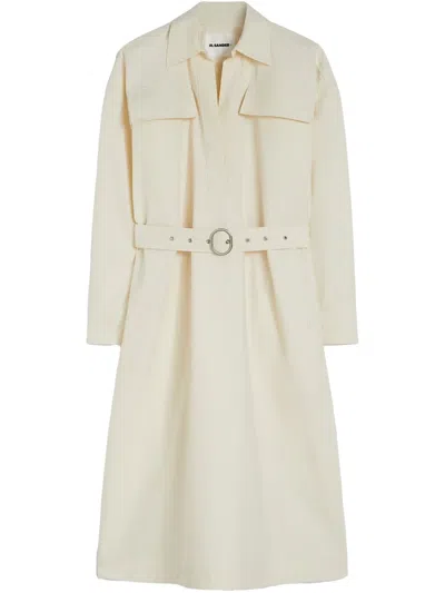 Jil Sander Belted Dress In White