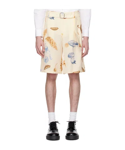 Jil Sander Belted Graphic-print Shorts In White