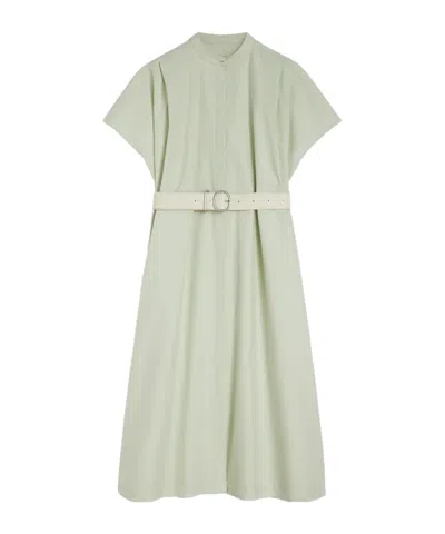 JIL SANDER JIL SANDER BELTED PLEATED MIDI DRESS