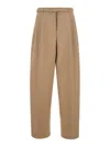 Jil Sander Beige Pants With High Waist And Belt And Pences On The Front In Cotton Woman