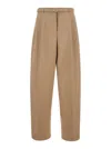 Jil Sander Beige Pants With High Waist And Belt And Pences On The Front In Cotton Woman In Beige