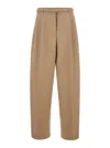 Jil Sander Beige Pants With High Waist And Belt And Pences On The Front In Cotton Woman In Brown