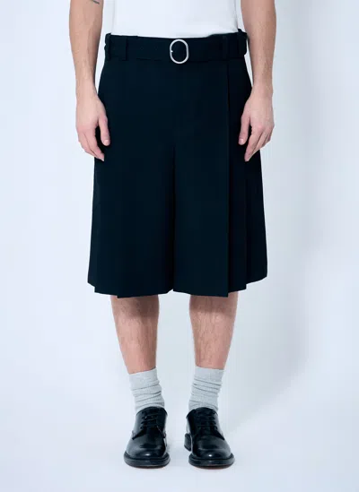 Jil Sander Belted Pleated Shorts In Black