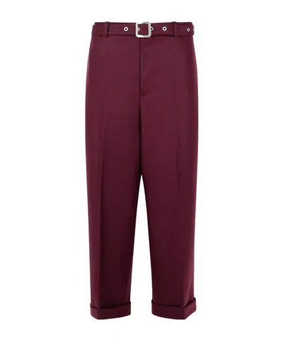 Jil Sander Belt Loop Casual Pants In Burgundy