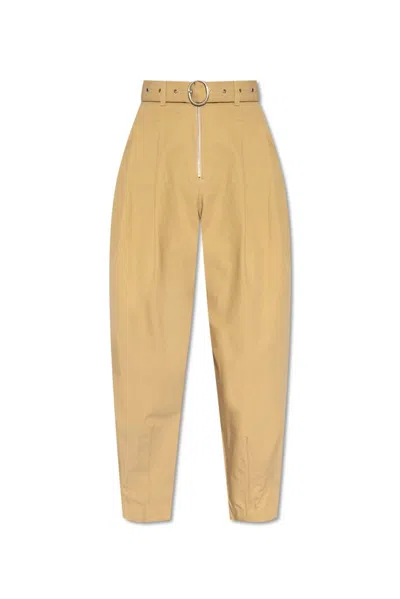 Jil Sander Belted Relaxed Fitting Trousers In Beige
