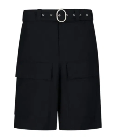 Jil Sander Belted Shorts In Black