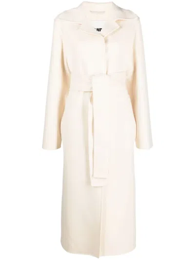 Jil Sander Belted Single-breasted Cashmere Coat In Neutrals