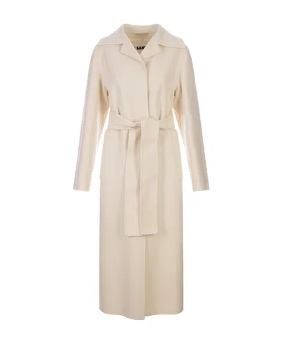 Jil Sander Belted Single-breasted Cashmere Coat In Nude
