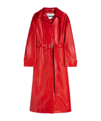Jil Sander Belted Trench Coat In Chili
