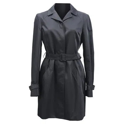 Jil Sander Belted Trench Coat In Black Viscose