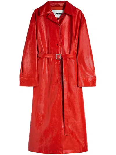 Jil Sander Belted Trench Coat In Rot