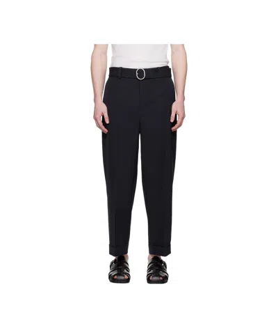 Jil Sander Belted Trousers In Black