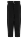 Jil Sander Men Black Wool Gabardine Belted Trousers In Black