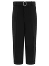 Jil Sander Men Black Wool Gabardine Belted Trousers