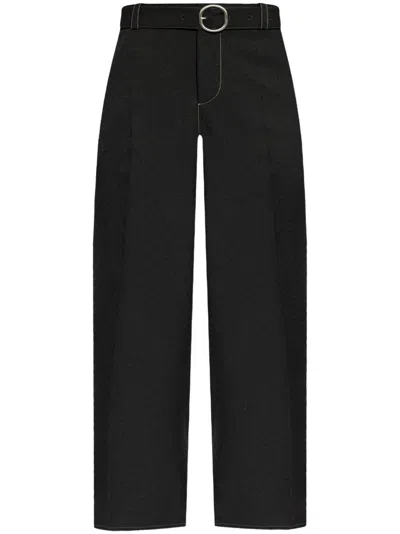 Jil Sander Belted Trousers In Black