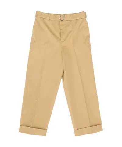 Jil Sander Belted Trousers In Nude