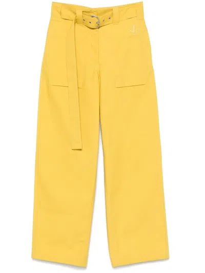 Jil Sander Belted Trousers In Yellow