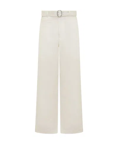 Jil Sander Belted-waist Wide-leg Pants In White