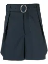 Jil Sander Belted Wide-leg Shorts In Blau