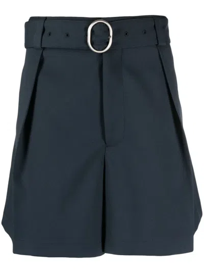 Jil Sander Belted Wide-leg Shorts In Blau
