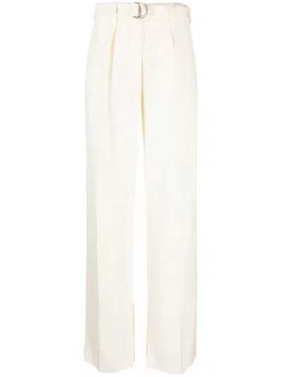 Jil Sander Belted Wide-leg Trousers In White