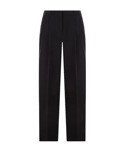 Jil Sander Belted Wide-leg Wool Trousers In Black