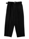 Jil Sander Belted Wool Canvas Trousers In Black