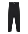 Jil Sander Relaxed Fit Black Wool Pants With Detachable Belt And Turn-up Hem In Black