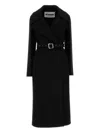 Jil Sander Wool Coat With Belted Waist And Notched Lapels In Black