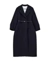 Jil Sander Tailored Long Wool Coat With Structured Lapel And Removable Waist Belt In Black