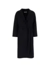 Jil Sander Wool Coat Belted Waist Long Wide Sleeves In Blue