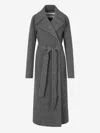 Jil Sander Long Grey Coat With Belt In Llama And Polyamide Blend Fabric