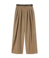 Jil Sander Belted Wool Palazzo Pants In Brown
