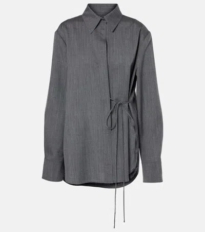 Jil Sander Belted Wool Shirt In Grey