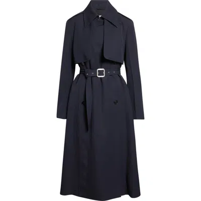 Jil Sander Belted Wool Trench Coat In Blue